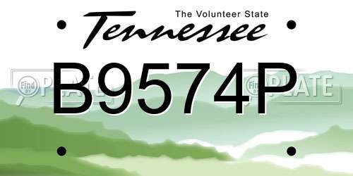 B9574P Tennessee License Plate