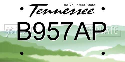 B957AP Tennessee License Plate