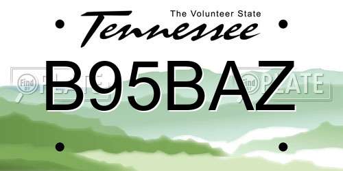 B95BAZ Tennessee License Plate