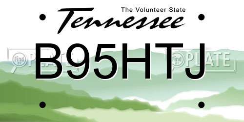 B95HTJ Tennessee License Plate