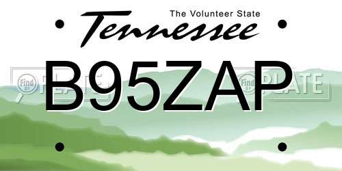 B95ZAP Tennessee License Plate