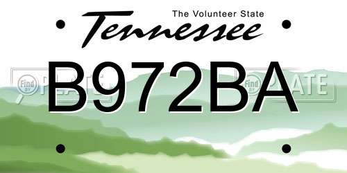 B972BA Tennessee License Plate