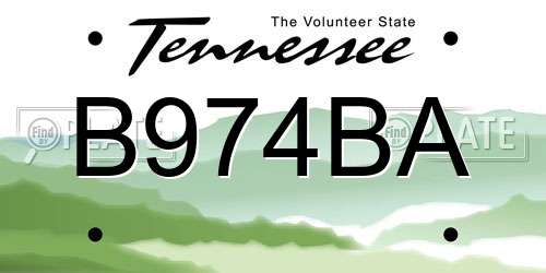 B974BA Tennessee License Plate