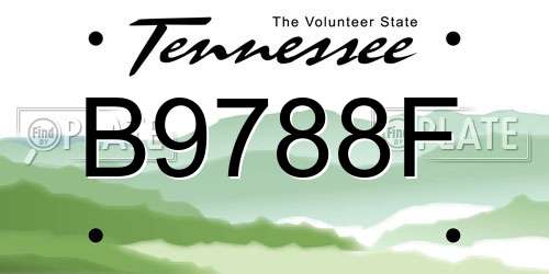 B9788F Tennessee License Plate
