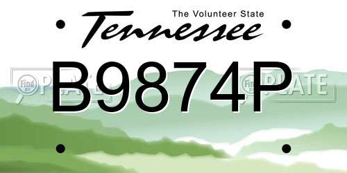 B9874P Tennessee License Plate