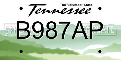 B987AP Tennessee License Plate