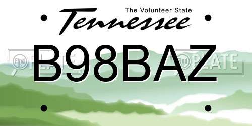 B98BAZ Tennessee License Plate