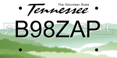 B98ZAP Tennessee License Plate