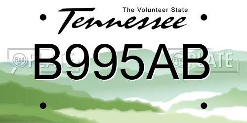 B995AB Tennessee License Plate