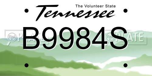 B9984S Tennessee License Plate