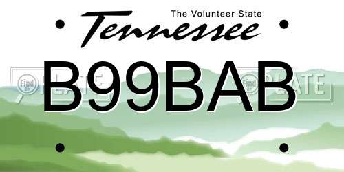 B99BAB Tennessee License Plate