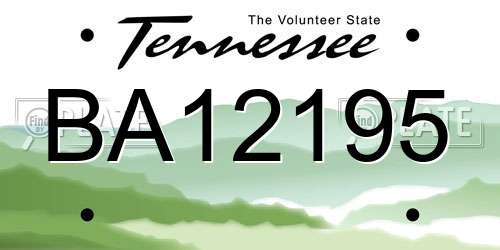 BA12195 Tennessee License Plate