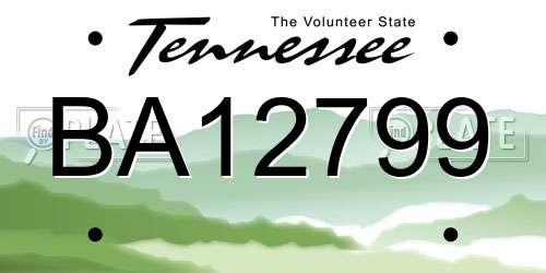 BA12799 Tennessee License Plate