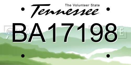 BA17198 Tennessee License Plate