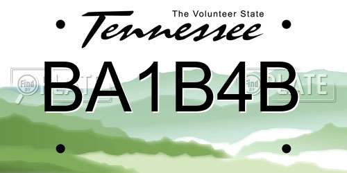 BA1B4B Tennessee License Plate