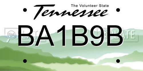 BA1B9B Tennessee License Plate