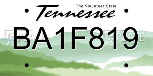 BA1F819 Tennessee License Plate