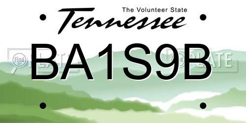 BA1S9B Tennessee License Plate