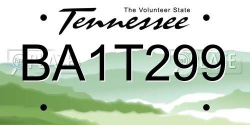 BA1T299 Tennessee License Plate