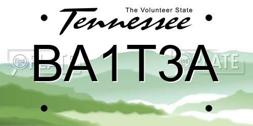 BA1T3A Tennessee License Plate