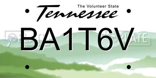 BA1T6V Tennessee License Plate