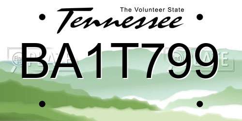 BA1T799 Tennessee License Plate