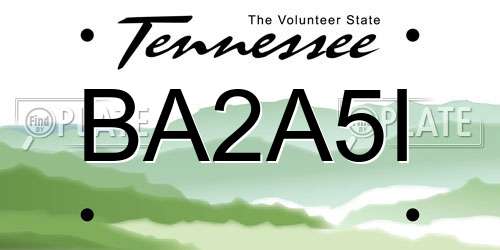 BA2A5I Tennessee License Plate
