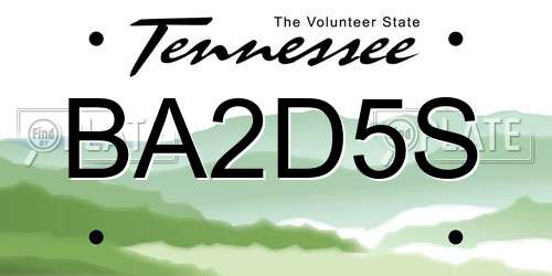 BA2D5S Tennessee License Plate