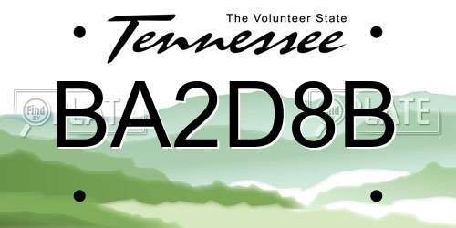 BA2D8B Tennessee License Plate