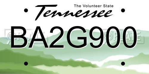 BA2G900 Tennessee License Plate
