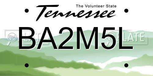 BA2M5L Tennessee License Plate