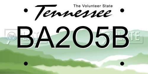 BA2O5B Tennessee License Plate