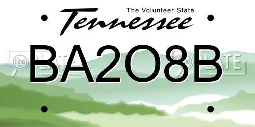 BA2O8B Tennessee License Plate