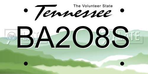 BA2O8S Tennessee License Plate