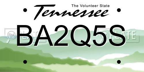 BA2Q5S Tennessee License Plate