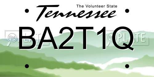 BA2T1Q Tennessee License Plate