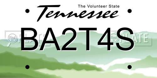 BA2T4S Tennessee License Plate