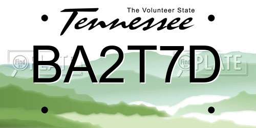 BA2T7D Tennessee License Plate