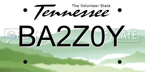 BA2Z0Y Tennessee License Plate
