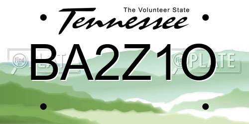 BA2Z1O Tennessee License Plate
