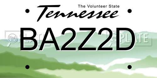 BA2Z2D Tennessee License Plate