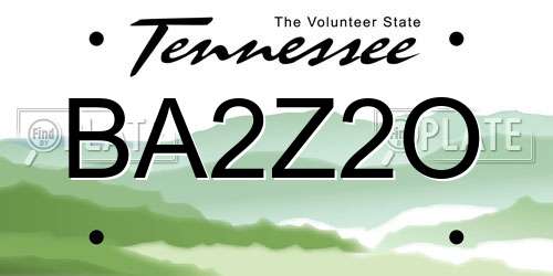 BA2Z2O Tennessee License Plate