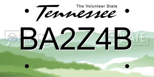 BA2Z4B Tennessee License Plate