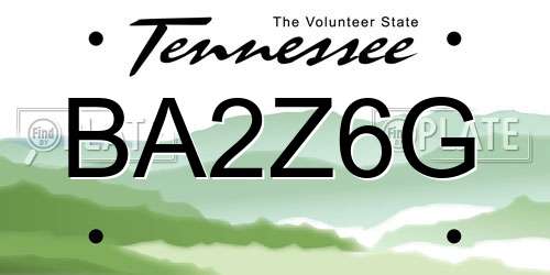 BA2Z6G Tennessee License Plate