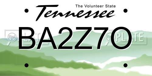 BA2Z7O Tennessee License Plate
