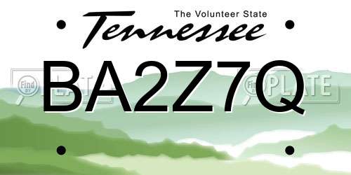 BA2Z7Q Tennessee License Plate