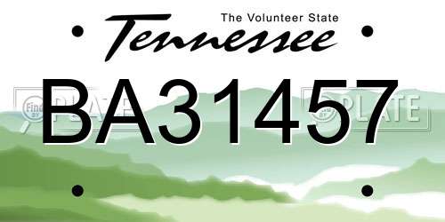 BA31457 Tennessee License Plate