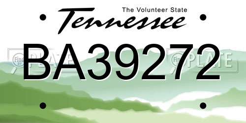BA39272 Tennessee License Plate