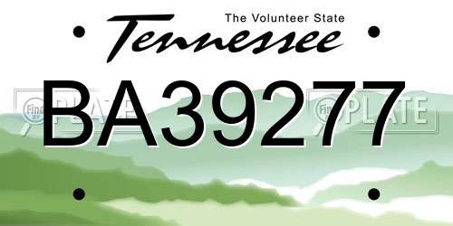 BA39277 Tennessee License Plate
