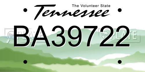 BA39722 Tennessee License Plate